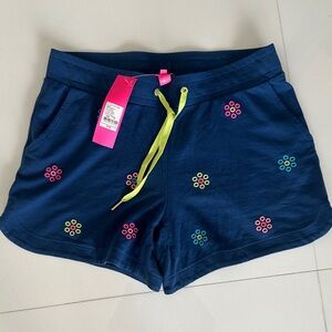 Brand New Lilly Pulitzer Blue Shorts with Colorful Embroidery of flowers